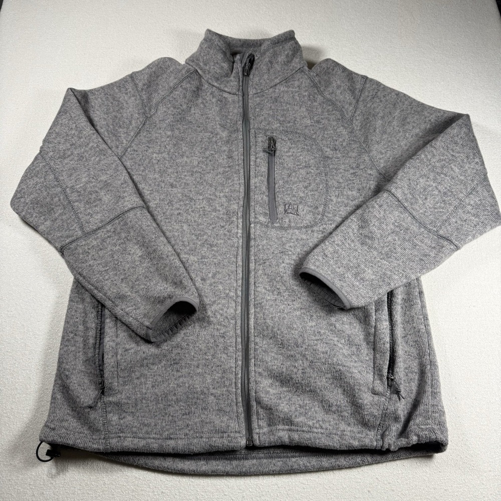 Avalanche Jacket Sweater Large Gray Outdoors Casual Full Zip Mock Neck Pockets